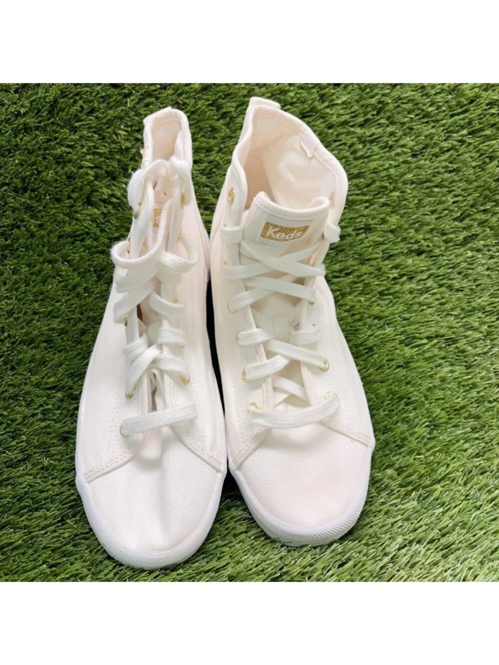 Keds Kickstart Hi Canvas Womens Size 7.5 White Athletic Lifestyle Shoes Sneakers